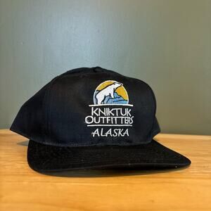 Vintage Kniktuk Outfitters Alaska Polar Bear Black Snapback Hat
